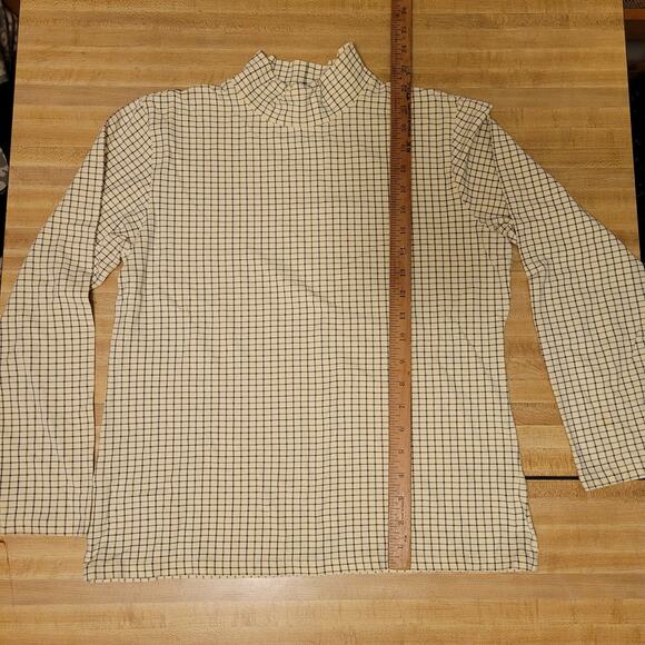 Talbots Grid Print Mock Neck Top Cream & Black Long Sleeve Classic Fit Women's M - Picture 6 of 8